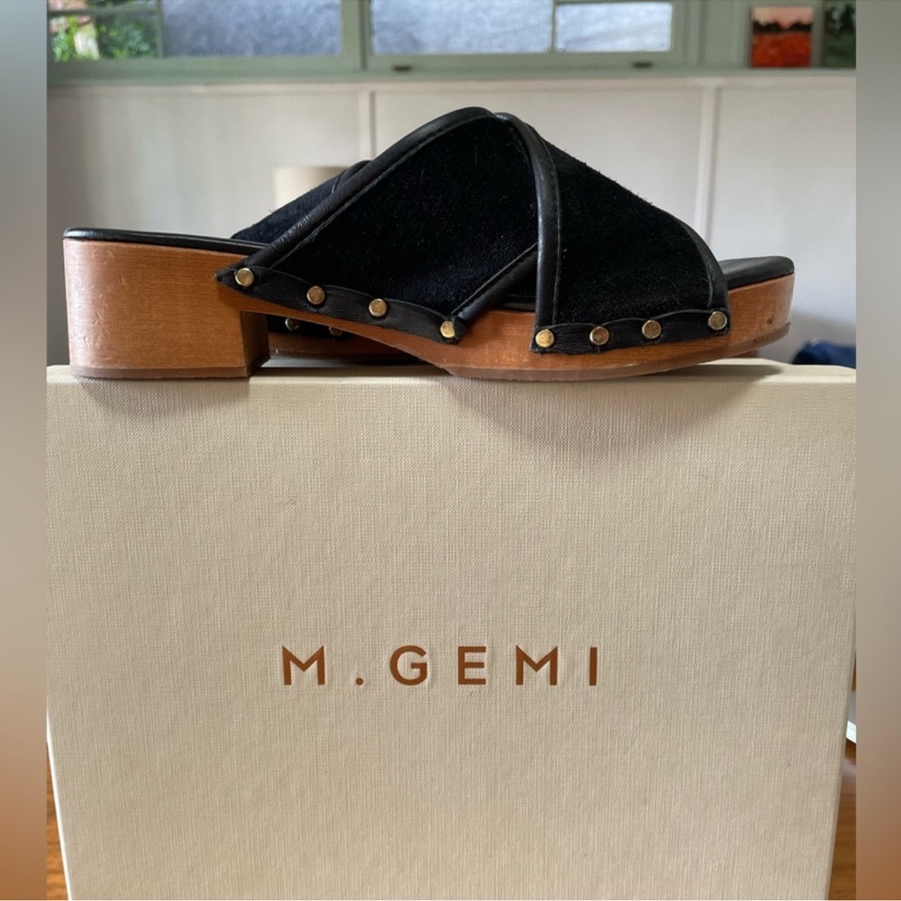 M. Gemi black suede open-toe clogs